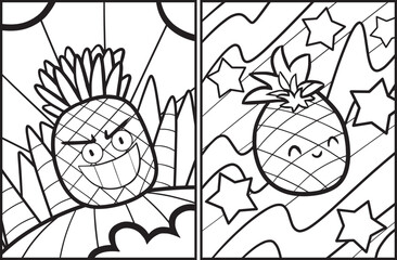 Cute pineapple cartoon coloring page