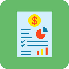 Business Report Multicolor Round Corner Flat Icon