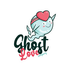 Fototapeta na wymiar Cute ghost love company logo template