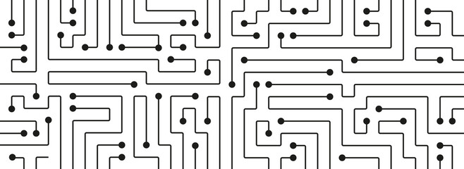 Technology circuit board connect dots and lines background template. Database global blockchain graphic vector.