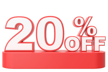 3D twenty percent off. 20% off. 20% sale.
