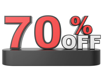 Obraz na płótnie Canvas 3D seventy percent off. 70% off. 70% sale.