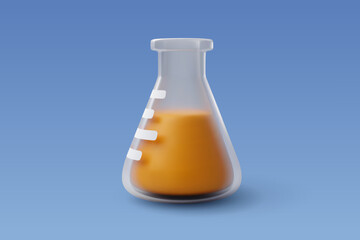  3d Vector Flask Chemistry, Scientific banner for medicine, Biology, Chemistry and science concept.