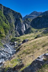 Waterfall in the Sabine Valley, Nelson Lakes National Park, New Zealand