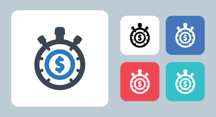 Time is money icon - vector illustration . Time, budget, efficiency, money, cost, Productivity, Time is money, Investment, Management, Dollar, sign, symbol, flat, icons .