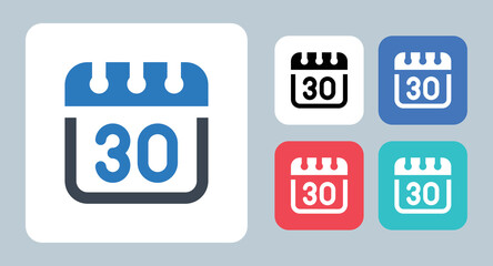 30 days icon - vector illustration . Calendar, time, day, 30, Thirty, days, Appointment, Event, Month, date, sign, symbol, flat, icons .