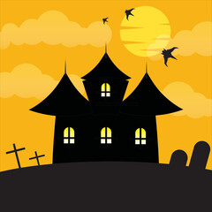 halloween background with house
