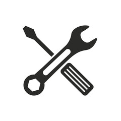 Wrench and screwdriver icon on a white background. Vector illustration