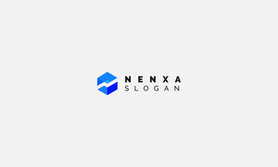 Letter N Blue color creative flat business logo