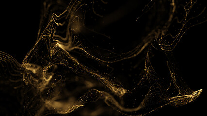 Abstract motion background shining gold particles. Shimmering Glittering Particles With Bokeh. Popular, modern, christmas, new year