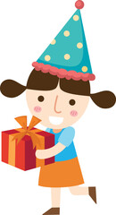 Naklejka premium happy little girl holding gift box