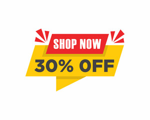 Sale vector banner template shop now special offer 30% limited time only.