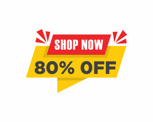 Sale vector banner template shop now special offer 80% limited time only.