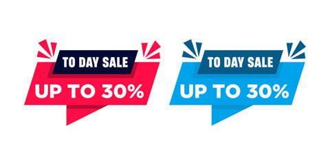 Vector Illustration Today Only Sale Sign. Up To 30 percent Off Origami Speech Bubble. Set Sale Label Design.