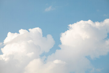 Clouds in the blue sky. Summer blue sky cloud gradient light white background. Beauty clear cloudy in sunshine calm bright winter air background. Gloomy vivid cyan landscape in environment day.