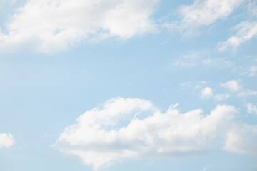 Clouds in the blue sky. Summer blue sky cloud gradient light white background. Beauty clear cloudy in sunshine calm bright winter air background. Gloomy vivid cyan landscape in environment day.