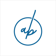Handwritten letters AB A B logo design with simple circle vector illustration. Creative icon with letter A and B.