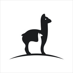 Vector Logo Illustration Alpacas Elegant Silhouette