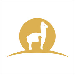 Vector Logo Illustration Alpacas Elegant Silhouette © heXart