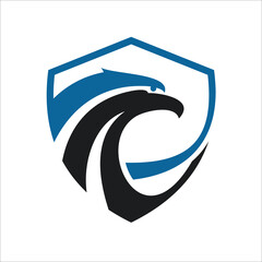 Security shield eagle logo design vector