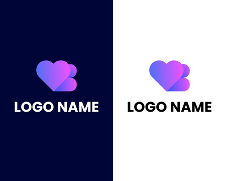 Letter B With Love Modern Logo Design Template