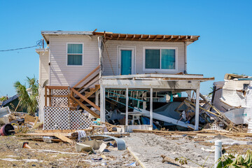 Two story modular home destroyed by Hurricane Ian Fort Myers Beach FL