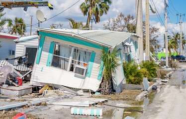 Mobile homes destroyed by Hurricane Ian Fort Myers FL