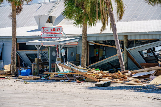 Bonita Bills waterfront cafe destroyed from Hurricane Ian Fort Myers FL