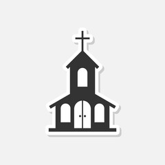 Sticker Church building icon isolated on white background
