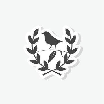 Bird laurel logo sticker icon isolated on white background
