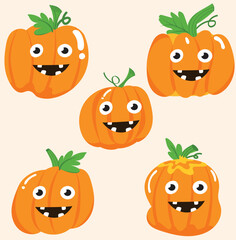 Vector halloween pumpkins collection