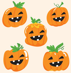 Vector halloween pumpkins collection