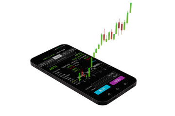 mobile trading, Stock Signal, Buy Signal, Sell Signal, Mobile foreign exchange trading - 3d render
