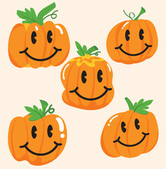 Vector halloween pumpkins collection