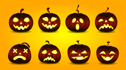 Scary pumpkin character set.