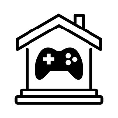 Video games controller house arcade building icon. Game zone home symbol. Vector illustration isolated on a white background.