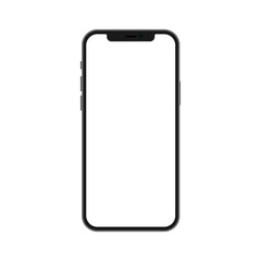 Realistic model of a smartphone with a transparent screen and cutout. Front view of the device. UI/UX template for infographic or presentation 3d realistic graphics tablet.  Vector