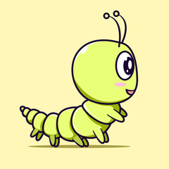 Vector illustration of cute green caterpillar with isolated background
