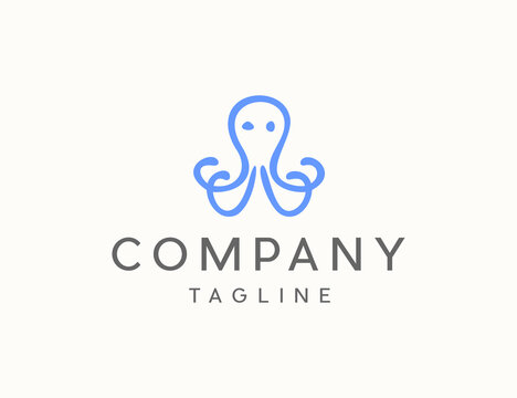 Minimalist octopus line logo design