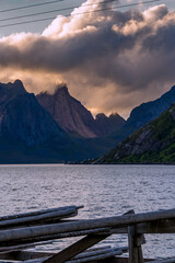 lake and mountains in the morning