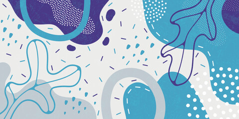 Cute doodle pattern background with abstract shapes and dots. Modern vector pattern for Banner, Flyer, Cover...