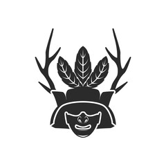 silhouette nature Japan ninja mask logo iconic design vector illustration with modern, mature and elegant styles. creative deer nature Ronin mask iconic logo business vector design template isolated