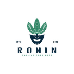 creative Ronin nature mask iconic logo design vector illustration. silhouette nature ninja mask logo business vector design template isolated on white background with modern, elegant and mature styles