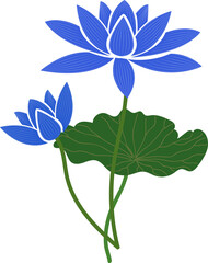 Cartoon botanic garden plant flower blue lotus