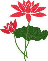 Cartoon botanic garden plant flower red lotus