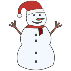 Snowman with red Santa Hat and Scarf