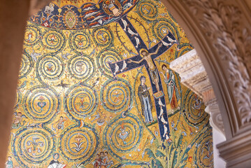 Particular of the Ceiling Dome of the Basilic of Saint Clmens in Rome, Covered by Colored Mosaic