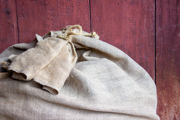 Close up of fiber sack to keep grain
