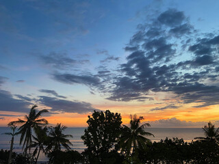 Stunning Sunset on Kuta beach Bali Indonesia. High resolution photo