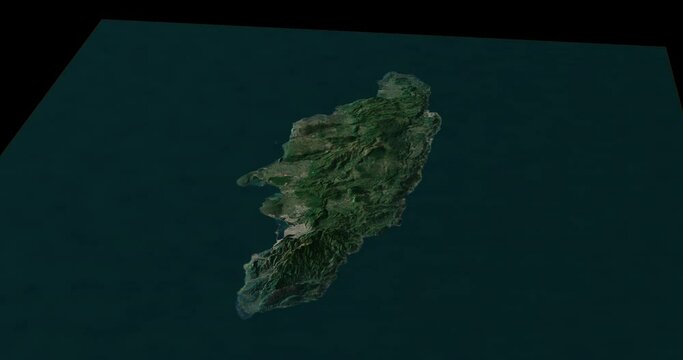 Jamaica east to west map with 3d relief 4K satellite ground height